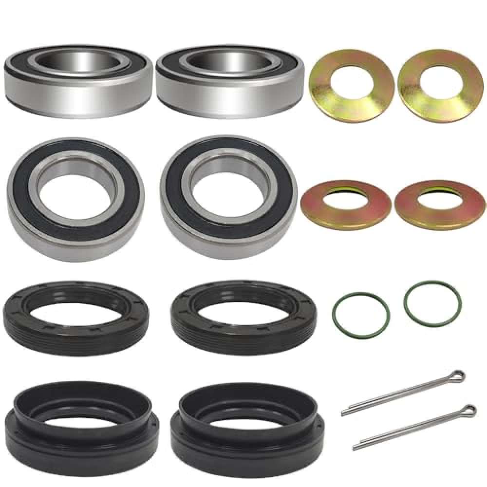Front Wheel Bearing Seals Kit Compatible with Suzuki Eiger 400 LTA400 LTA400F Vinson 500 LTA500F LTF500F 2002-2007 King Quad 250 300 400 LTF300F LTF400F 1991-2015 Quadrunner 250 500 LTF250/F