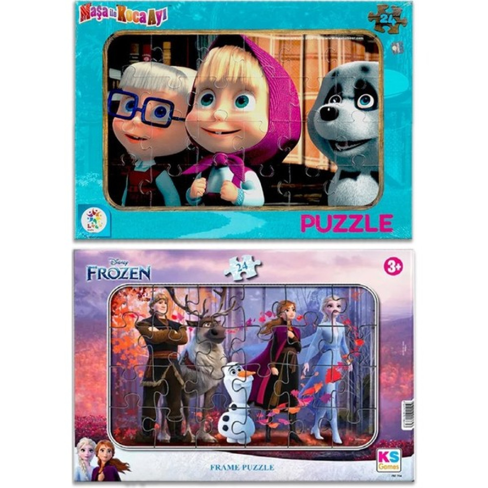 Frozen Elsa ve Maşa Ile Koca Ayı 24 Parça Frame Puzzle/yapboz Eğitici Oyuncak Fiyatı
