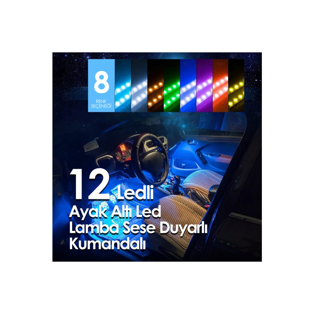 FRT Ottoman Ayak Altı Led 12 Ledli Lamba Sese Duyarlı Led Müziğe Duyarlı Led Torpido Aksesuarları & Bakımı Fiyatı