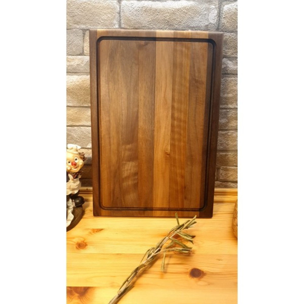 F&S WoodArt Ceviz Ağacı Ahşap Büyük Boy Oluklu Kesme Sunum Et Doğrama Tahtası 40 x 27,5 cm Kesme Tahtaları / Kesim Tablaları Fiyatı
