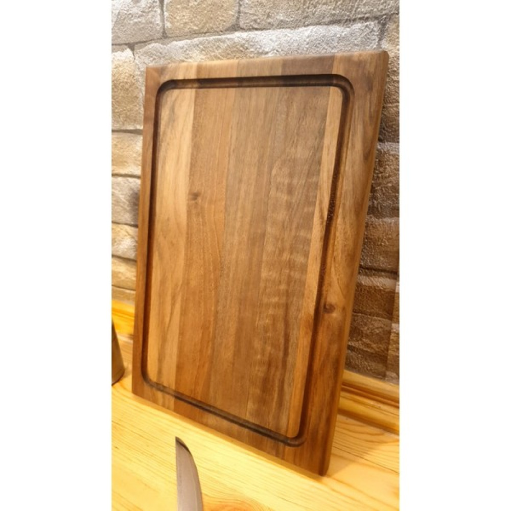 F&S WoodArt Ceviz Ağacı Ahşap Küçük Boy Kesme Sunum Et Oluklu Doğrama Tahtası 30 x 20 cm Kesme Tahtaları / Kesim Tablaları Fiyatı