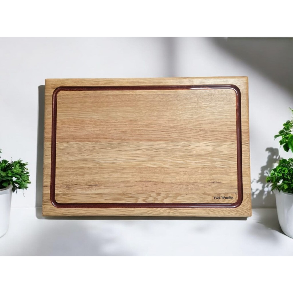 F&s Woodart Meşe Ağacı 39 cm Bakır Kırmızı Epoksi Dolgu Oluklu Kesme Tahtası Sunumluk - 39 x 23 cm SSD / Solid State Drive Fiyatı