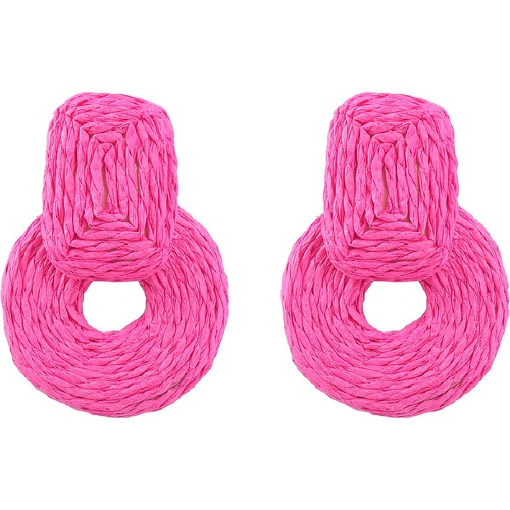 Fsfyb Rafya Yuvarlak Damla Küpe, Rattan Halka Sallantılı Küpe, Retro Örgülü Yuvarlak Küpe, Kadınlar Için Geometrik Sallantılı Küpe, Kırmızı (Yurt D... Gümüş Küpe Fiyatı