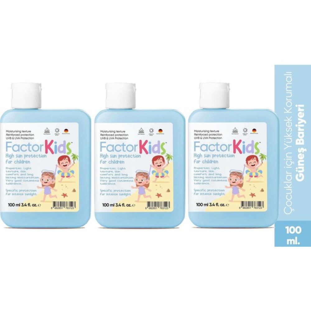 Fualab Factor Kids Güneş Kremi SPF50+ 100 ml 3 Adet Güneş Kremleri ve Losyonları Fiyatı