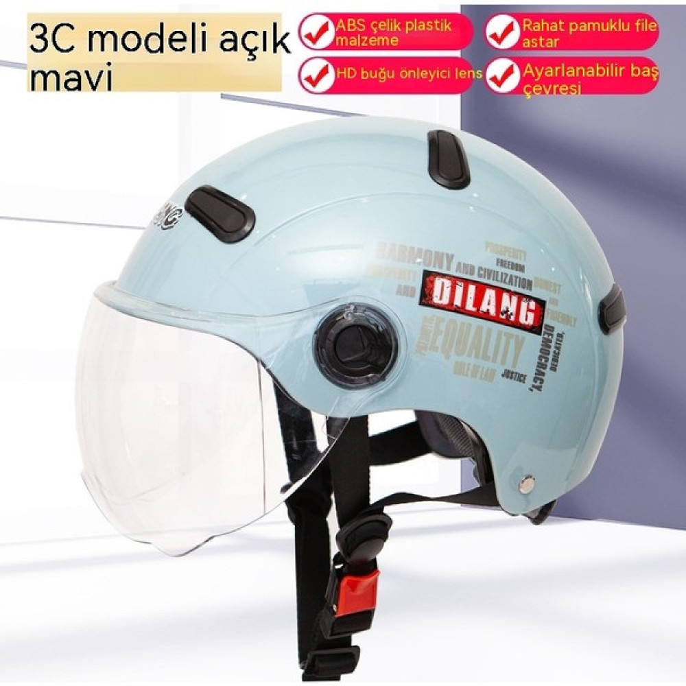 Fubei Kask Akülü Araba Kask Erkek ve Kadın Yaz Dört Mevsim Evrensel Harley Yarım Kask (Yurt Dışından) - Mavi Motorsiklet Kaskları Fiyatı