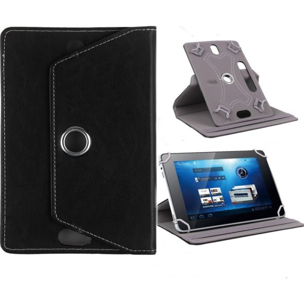 Fuchsia Alcatel 1T10 Smart 10 Inç Uyumlu 360° Dönebilen Standlı Kapaklı Universal Tablet Kılıfı - Siyah Tablet Kılıfı Fiyatı