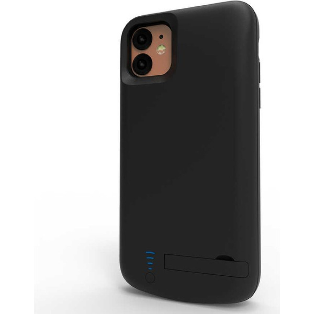 Fuchsia Apple iPhone 11 Pro Uyumlu Fuchsia Şarjlı Kılıf LED Işık Göstergeli Standlı Powerbank Kapak - Siyah Taşınabilir Şarj Cihazı - Powerbank Fiyatı