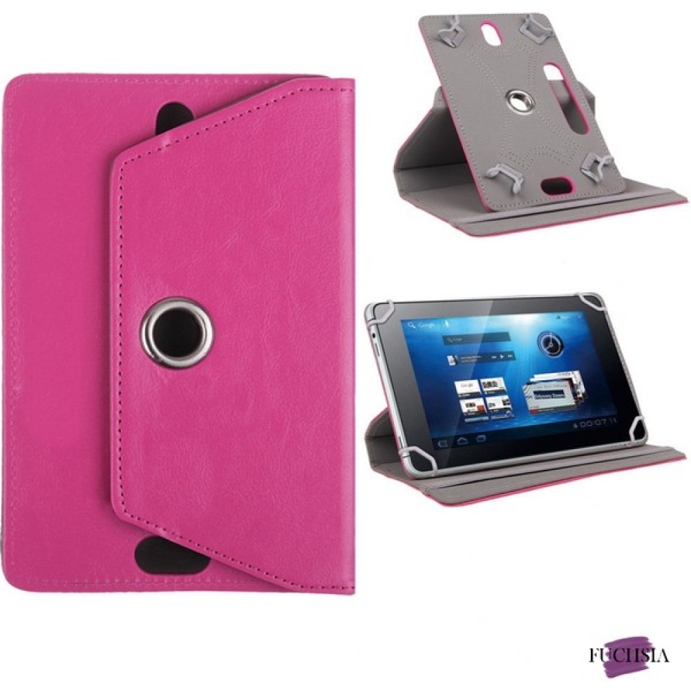 Fuchsia Lenovo Tab M8 8 Inç Uyumlu Fuchsia 360° Dönebilen Standlı Kapaklı Universal Tablet Kılıfı - Pembe Tablet Kılıfı Fiyatı
