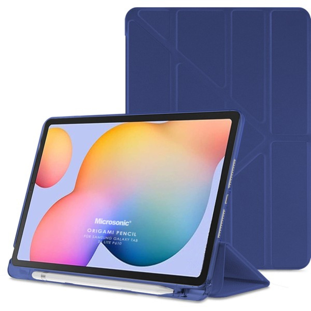 Fuchsia Samsung Galaxy Tab S6 Lite Sm P610 10.4" Kılıf Kalem Bölmeli Tri Folding Smart Standlı Pu Deri Arkası Yumuşak 360 Tam Koruma Lacivert Tablet Kılıfı Fiyatı