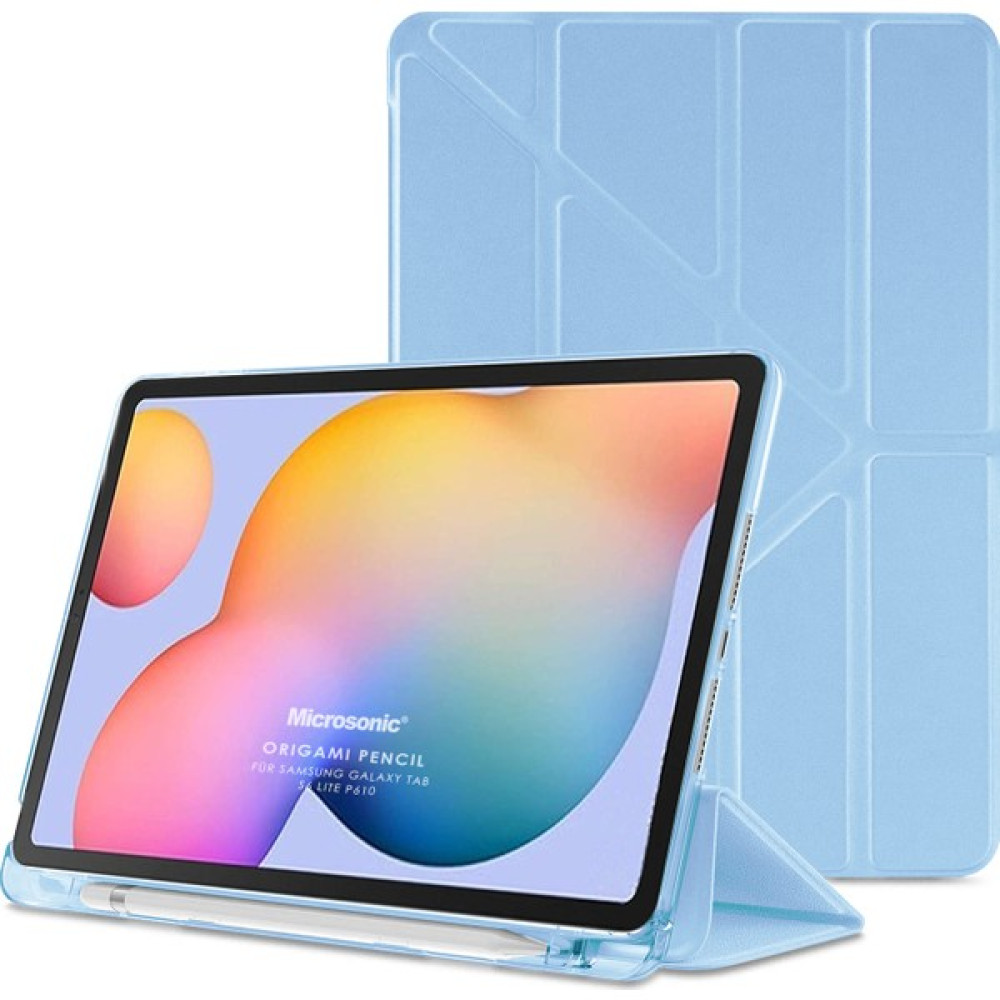 Fuchsia Samsung Galaxy Tab S6 Lite Sm P610 10.4" Kılıf Kalem Bölmeli Tri Folding Smart Standlı Pu Deri Arkası Yumuşak 360 Tam Koruma Mavi Tablet Kılıfı Fiyatı