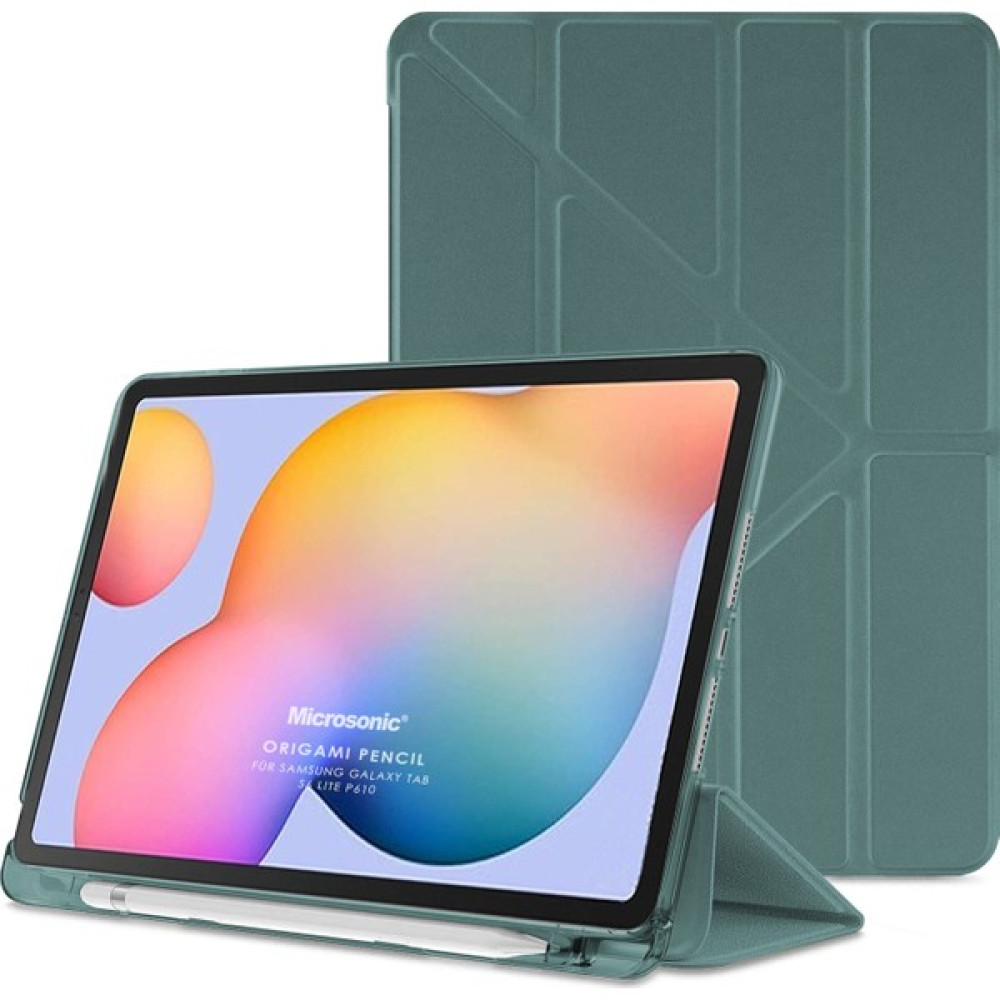 Fuchsia Samsung Galaxy Tab S6 Lite Sm P610 10.4" Kılıf Kalem Bölmeli Tri Folding Smart Standlı Pu Deri Arkası Yumuşak 360 Tam Koruma Yeşil Tablet Kılıfı Fiyatı