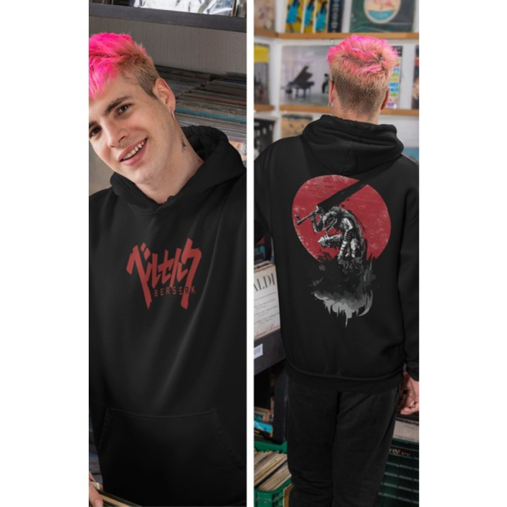 Fuddy Moda Berserk Guts Sırt Baskılı Kapüşonlu Sweatshirt, Unisex Oversize Anime Baskılı Hoodie Erkek Sweatshirt Fiyatı