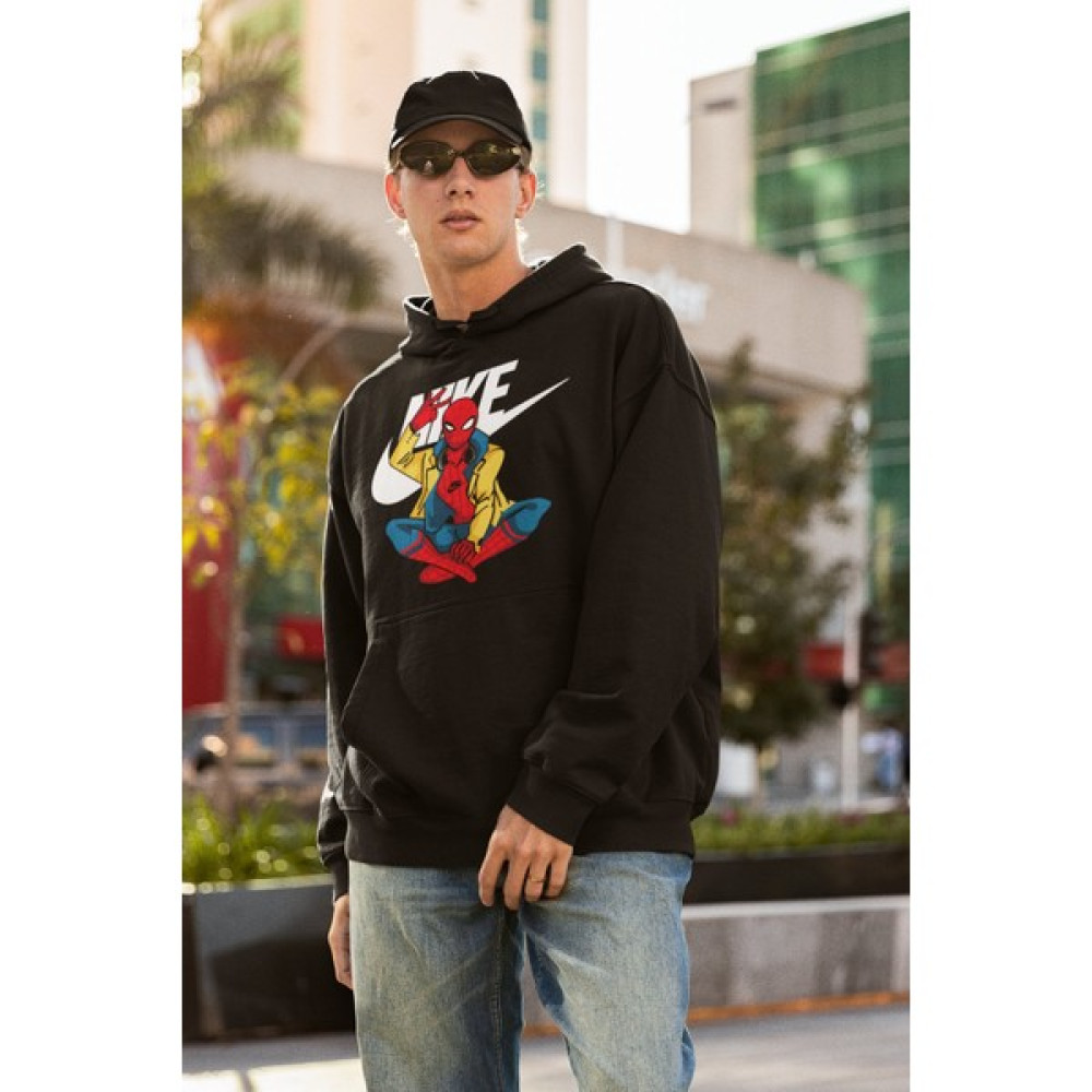 Fuddy Moda Ceketli Spiderman Baskılı Kapüşonlu Sweatshirt, Unisex Oversize Örümcek Adam Baskılı Hoodie Erkek Sweatshirt Fiyatı