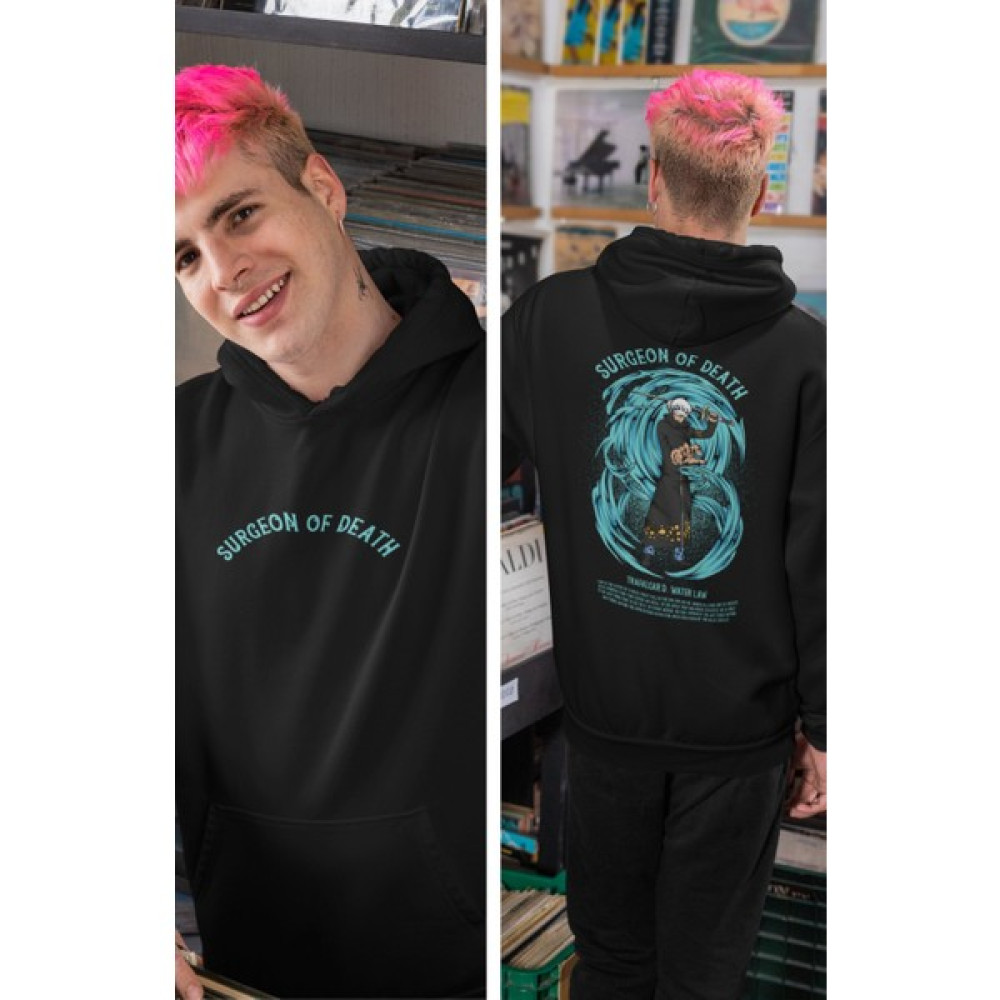 Fuddy Moda One Piece Trafalgar D. Water Law Sırt Baskılı Kapüşonlu Sweatshirt, Unisex Oversize Anime Baskılı Hoodie Erkek Sweatshirt Fiyatı