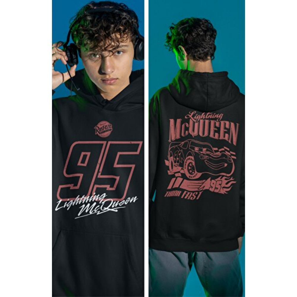 Fuddy Moda Şimşek Mcqueen 1 Sırt Baskılı Kapüşonlu Sweatshirt, Unisex Oversize Lightning Mcqueen Yazılı Hoodie Erkek Sweatshirt Fiyatı