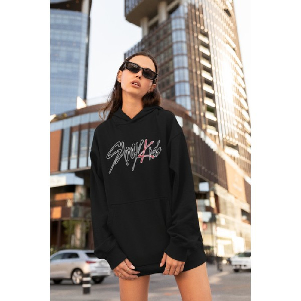 Fuddy Moda Stray Kids Baskılı Kapüşonlu Sweatshirt, Unisex Oversize Stray Kids Yazılı Hoodie Erkek Sweatshirt Fiyatı