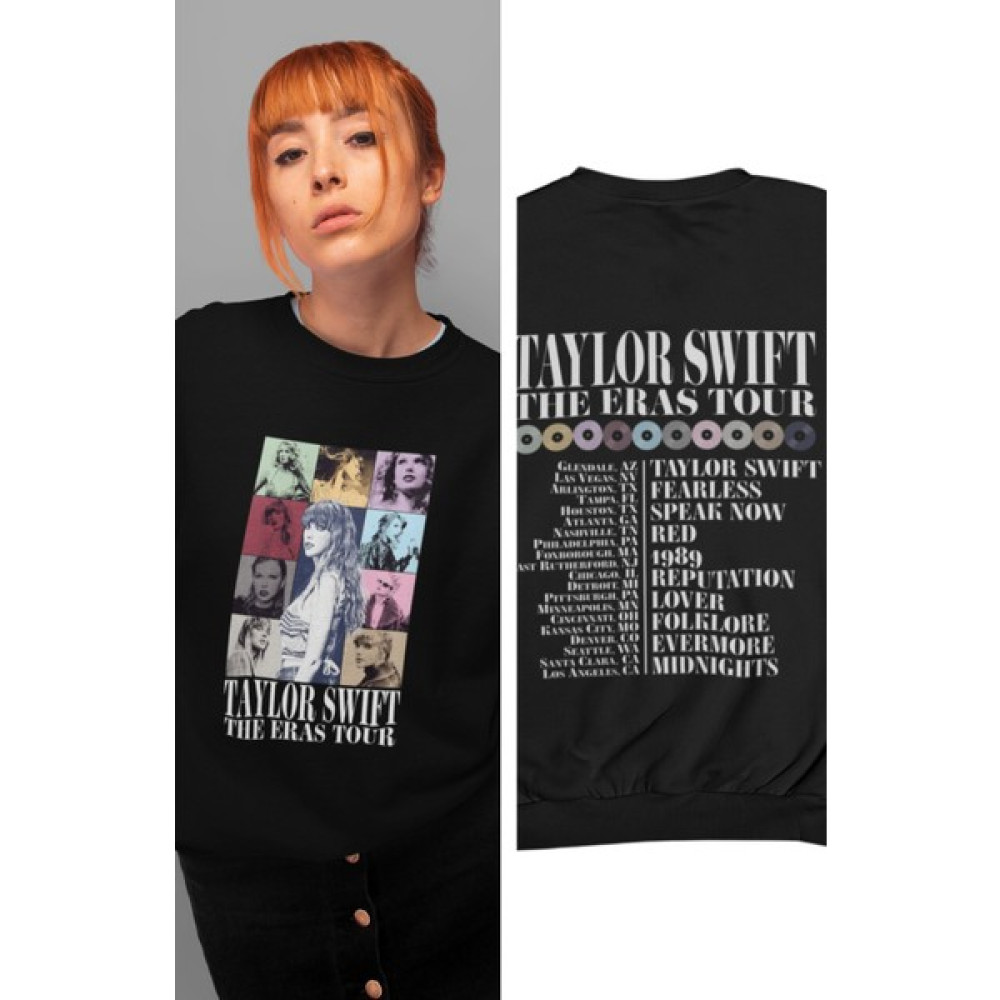 Fuddy Moda Taylor Swift Eras Tour Sırt Baskılı Kapüşonsuz Sweatshirt, Unisex Oversize Taylor Swift Sweatshirt Erkek Sweatshirt Fiyatı