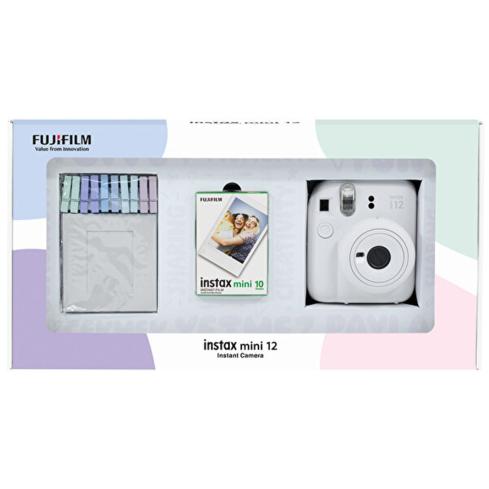 Fujifilm Instax Mini 12 Beyaz Fotoğraf Makinesi - 10'lu Film ve Mandal Bundle Box Dijital Fotoğraf Makineleri Fiyatı
