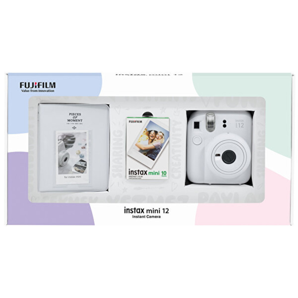 Fujifilm Instax Mini 12 Beyaz Fotoğraf Makinesi - 10'lu Film ve PVC Albüm Bundle Box Dijital Fotoğraf Makineleri Fiyatı