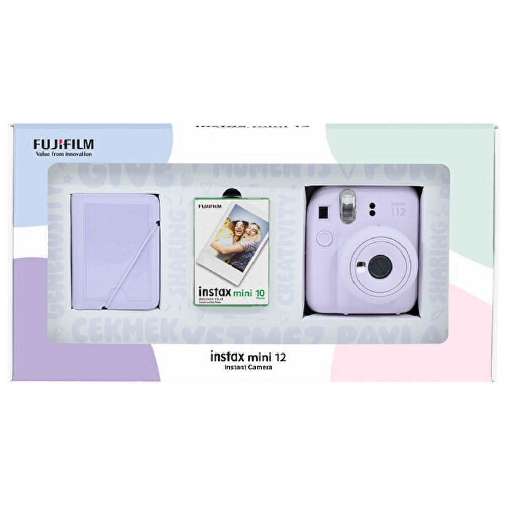 Fujifilm Instax Mini 12 Lila Fotoğraf Makinesi - 10'lu Film ve 28'li Mini Albüm Bundle Box Dijital Fotoğraf Makineleri Fiyatı