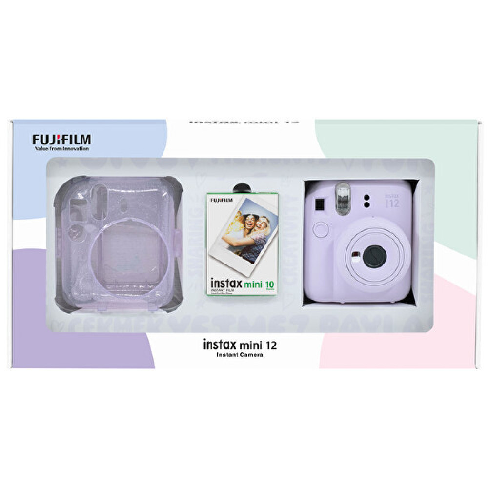 Fujifilm Instax Mini 12 Lila Fotoğraf Makinesi - 10'lu Film ve Pleksi Kılıf Bundle Box Dijital Fotoğraf Makineleri Fiyatı