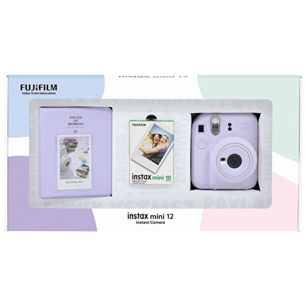 Fujifilm Instax Mini 12 Lila Fotoğraf Makinesi - 10'lu Film ve PVC Albüm Bundle Box Dijital Fotoğraf Makineleri Fiyatı