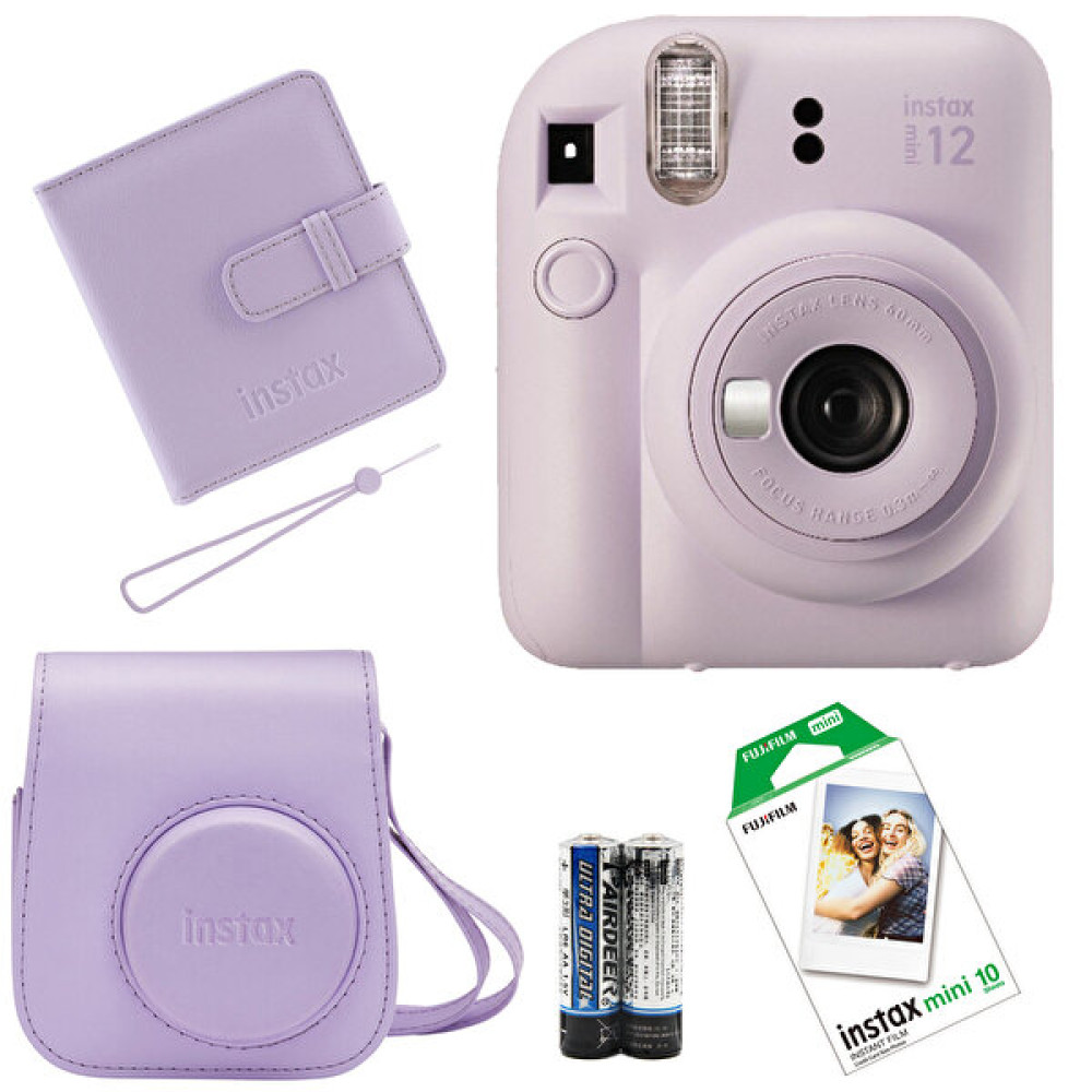 Fujifilm Instax Mini 12 Lila Fotoğraf Makinesi-Askı-Pil-Çanta-10’lu Film-Albüm Seti Dijital Fotoğraf Makineleri Fiyatı