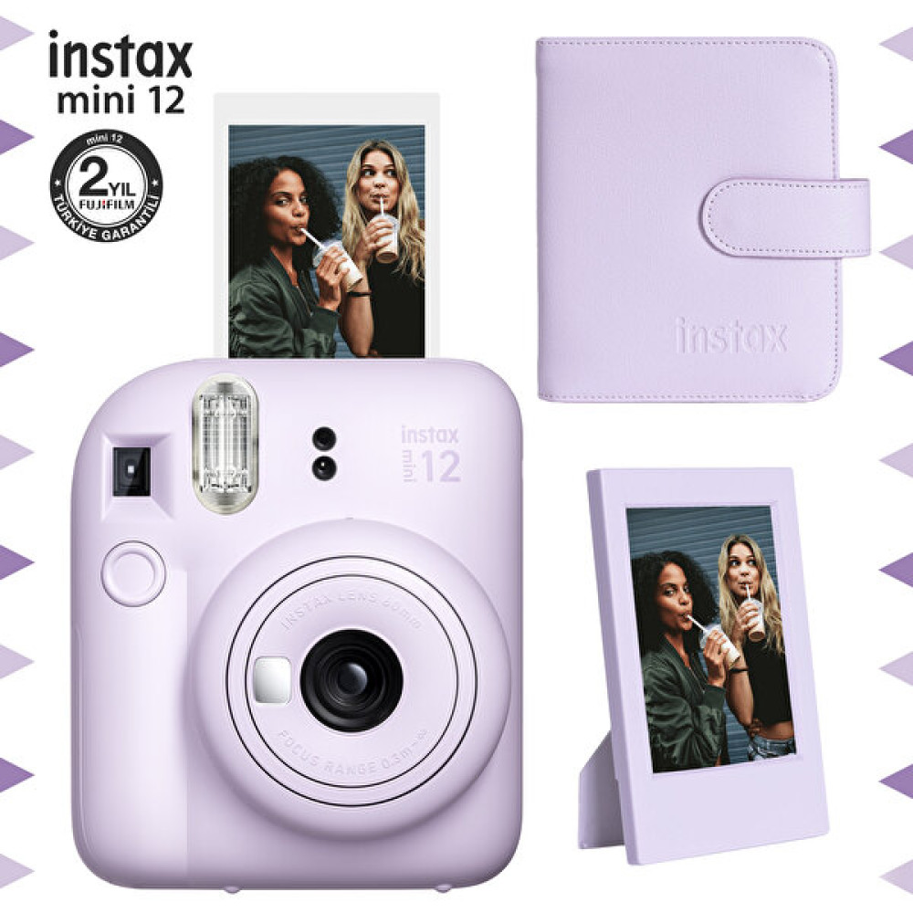 Fujifilm Instax Mini 12 Lila Fotoğraf Makinesi - Çerçeve ve 64'lü Kare Albüm Seti Dijital Fotoğraf Makineleri Fiyatı