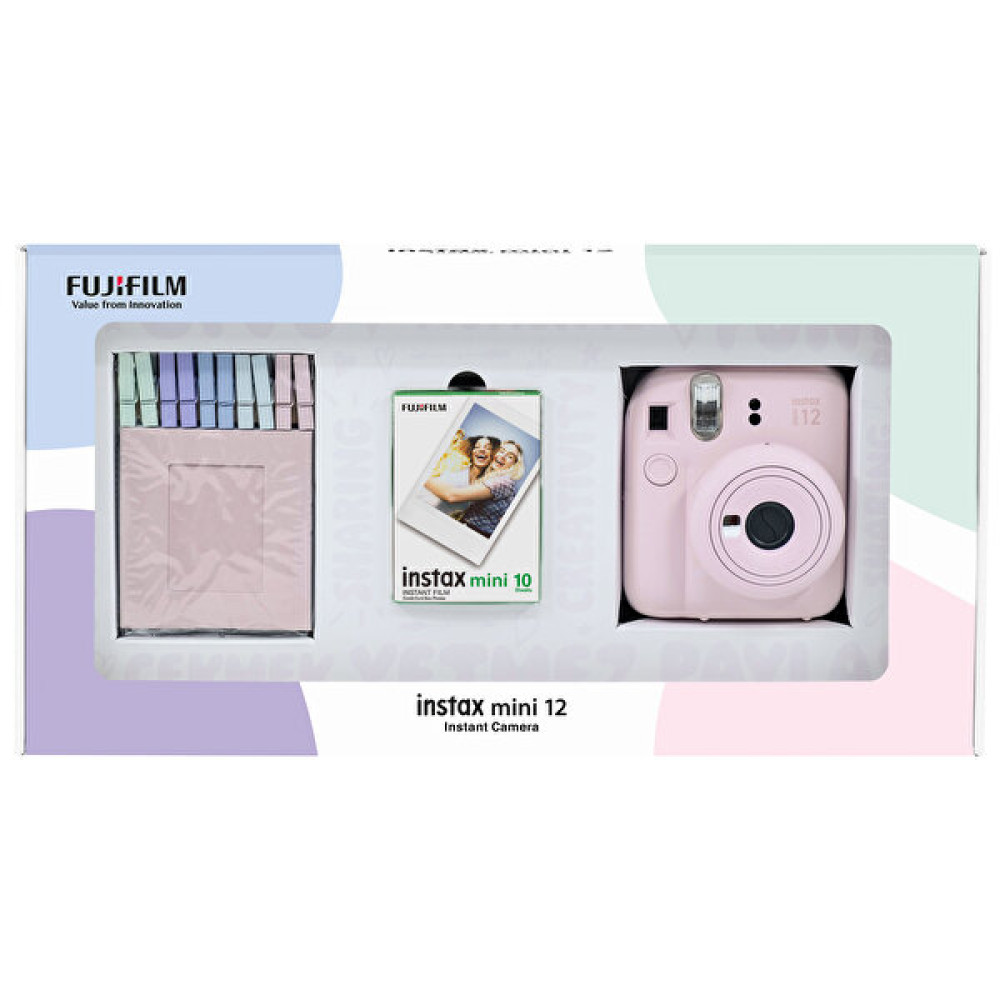 Fujifilm Instax Mini 12 Pembe Fotoğraf Makinesi - 10'lu Film ve Mandal Bundle Box Dijital Fotoğraf Makineleri Fiyatı