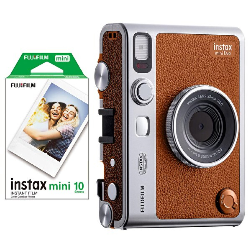 Fujifilm Instax Mini Evo Kahverengi Fotoğraf Makinesi ve 10'lu Film Dijital Fotoğraf Makineleri Fiyatı