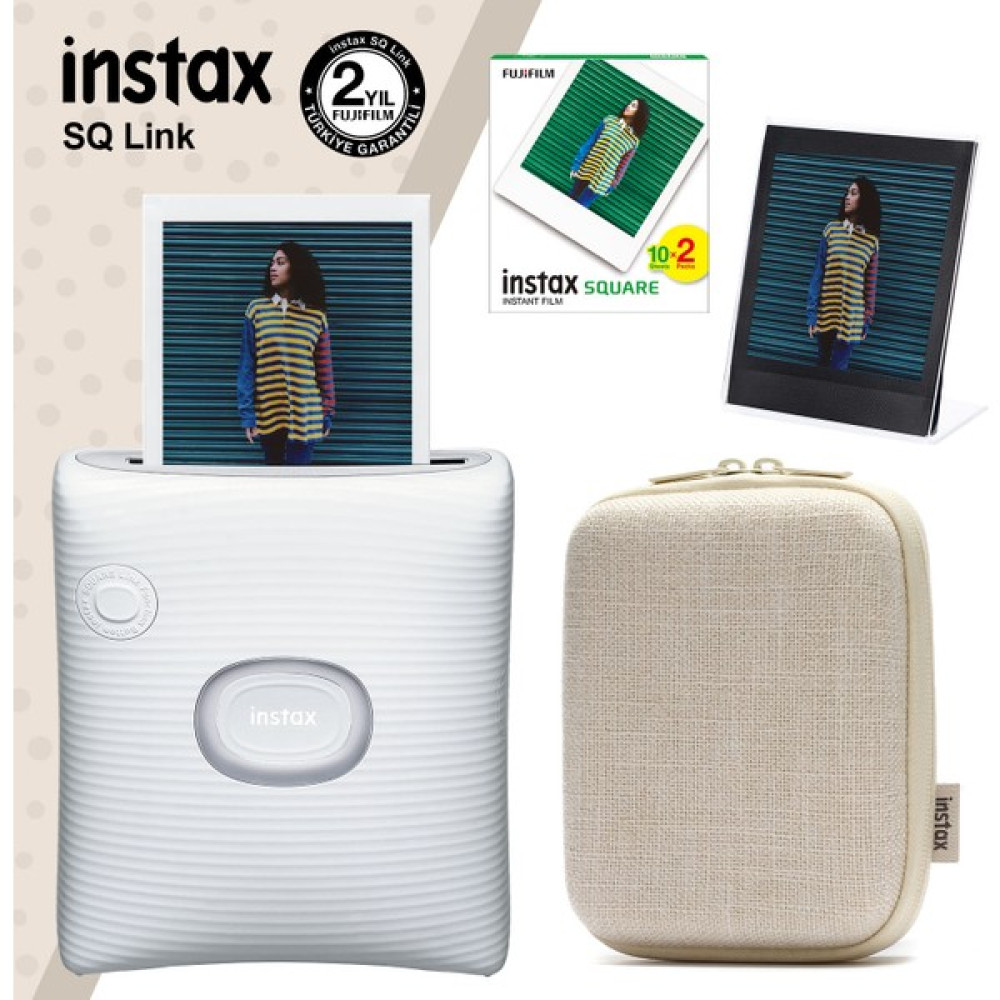 Fujifilm Instax Sq Link Beyaz Yazıcı 20LI Square Film Kılıf ve Pleksi Çerçeve Oto Boyaları Fiyatı