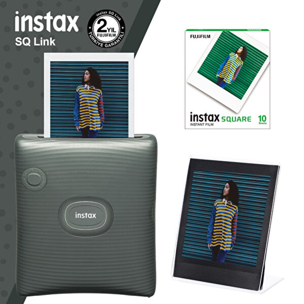 Fujifilm Instax SQ Link Yeşil Yazıcı-10'lu Square Film ve Pleksi Çerçeve Dijital Fotoğraf Makineleri Fiyatı