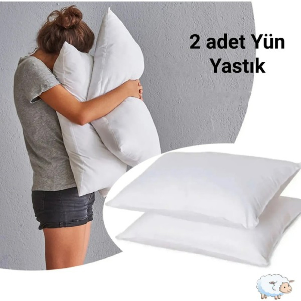 Fukubu Home %100 Doğal Kokusuz Yün Yastık - 2 Adet - 50 x 70 cm - Beyaz Yastık Fiyatı
