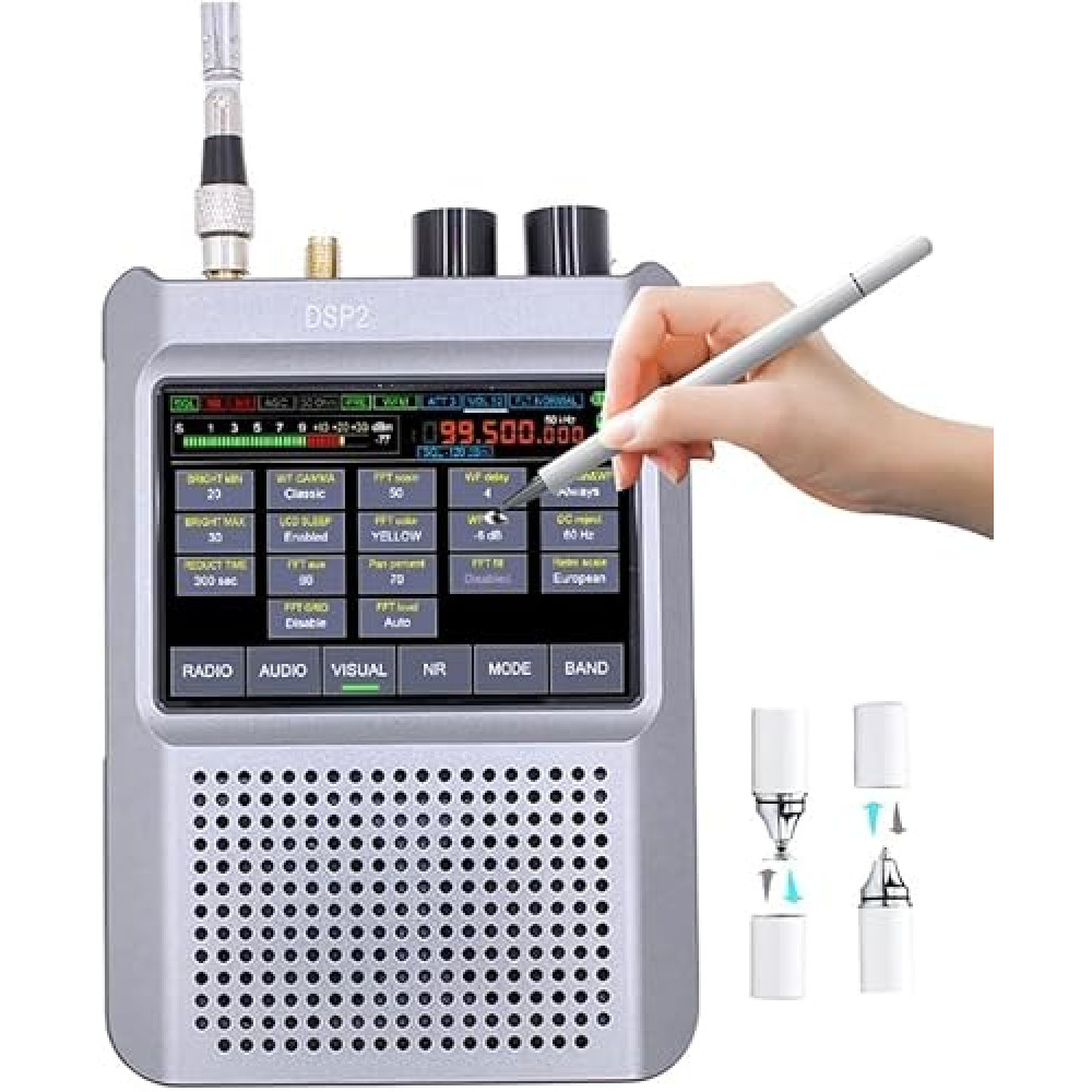 Full Band Radio Receiver, 5000mAh Lithium-ion Battery 10kHz-380MHz Radio Receiver, 404MHz-2GHz AM, SSB, DSB, CW, NFM, WFM Decoder Function