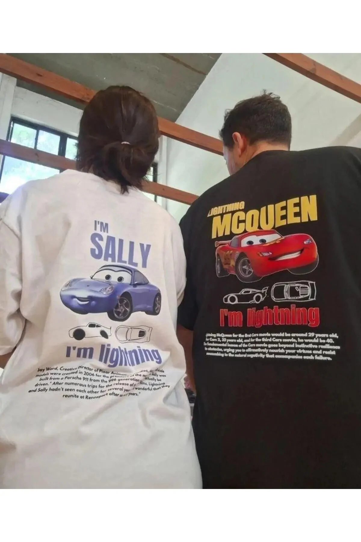FULL TOLERANCE Unisex Siyah Beyaz Im Sally Ve Şimşek McQueen Cars Baskılı 2li Kısa Kol %100 Pamuk T-shirt L/S Beden" Bayan T-shirt Fiyatı