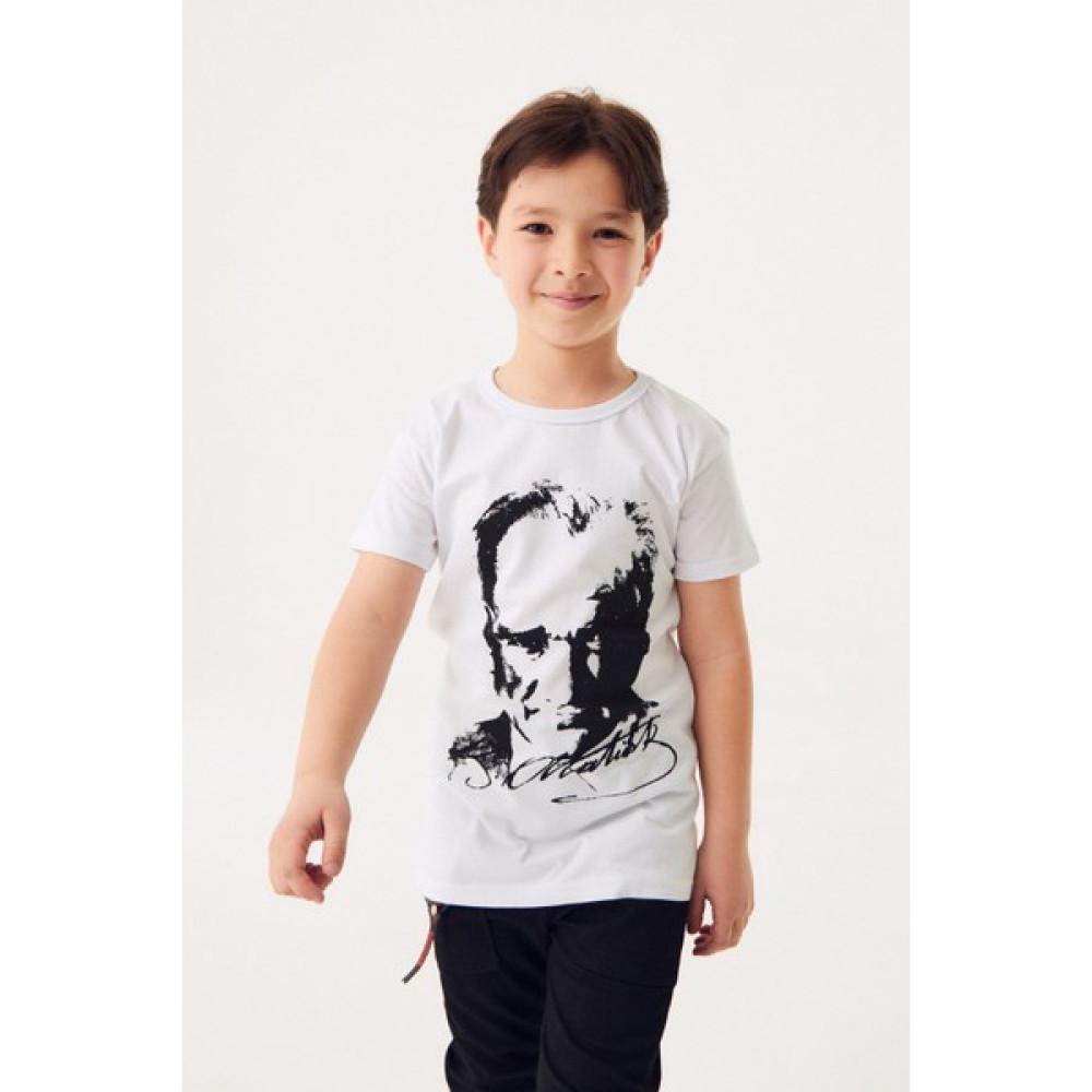 FullaModa Atatürk Baskılı Çocuk Tişört Erkek Çocuk T-shirt Fiyatı