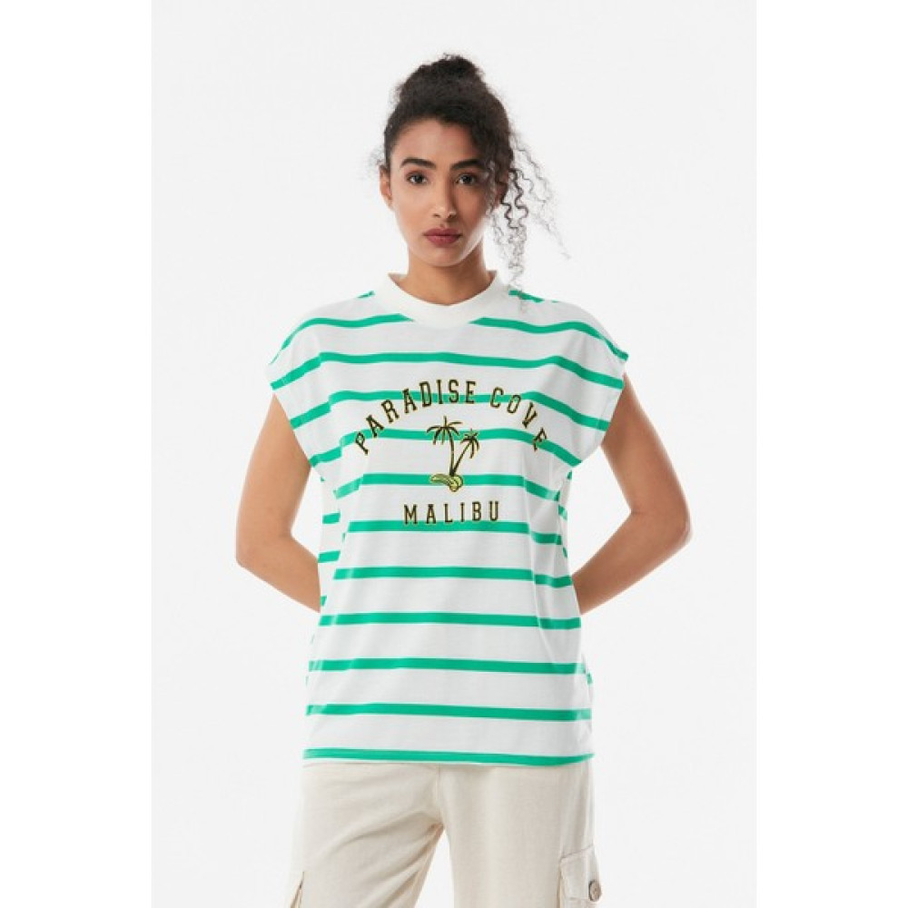 FullaModa Paradise Cove Baskılı Kolsuz Tişört Bayan T-shirt Fiyatı