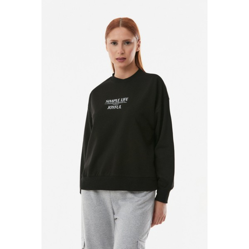FullaModa Yazılı Bisiklet Yaka Sweatshirt Bayan Sweatshirt Fiyatı