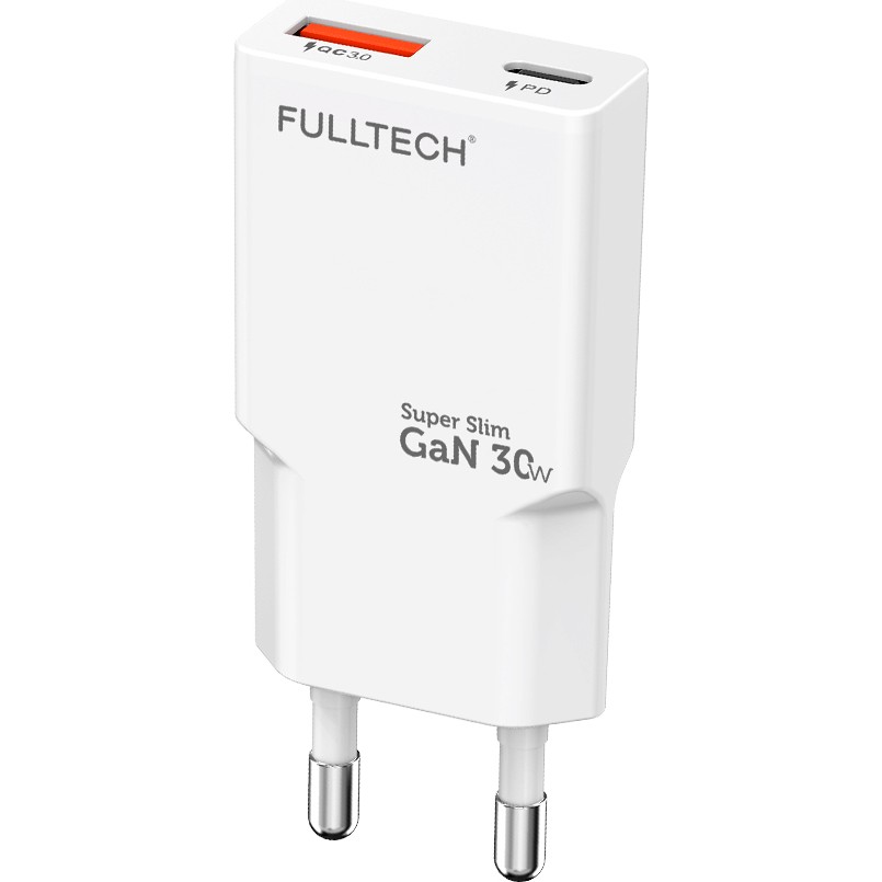 Fulltech FC71 30W Gan Süper Ince Hızlı Şarj Adaptörü | 1x Usb-A + 1x Usb-C | Pd 30W & Qc 3.0 Destekli Seyahat Tipi Şarj Cihazı - Beyaz Cep Telefonu Şarj Cihazı Fiyatı