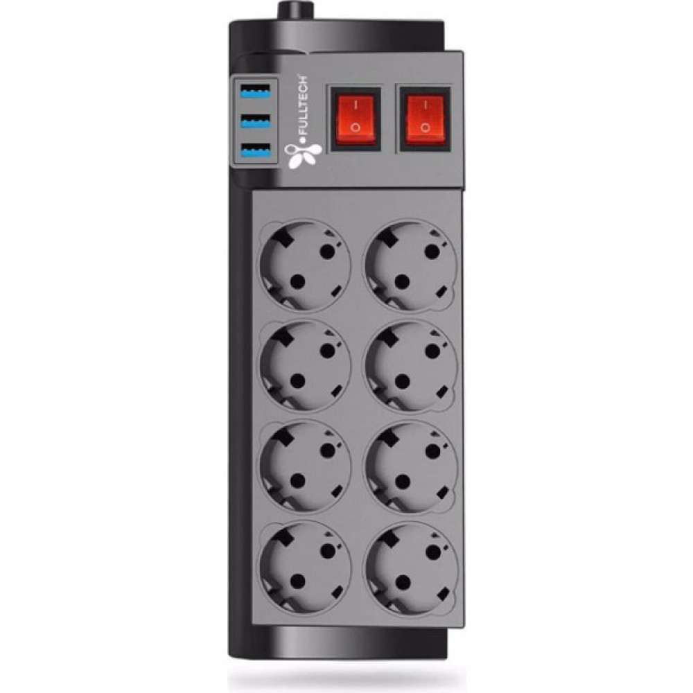 Fulltech Ftr-08 8 Li Termal Akım Korumalı 3 USB Li Priz (3712) Prizler Fiyatı