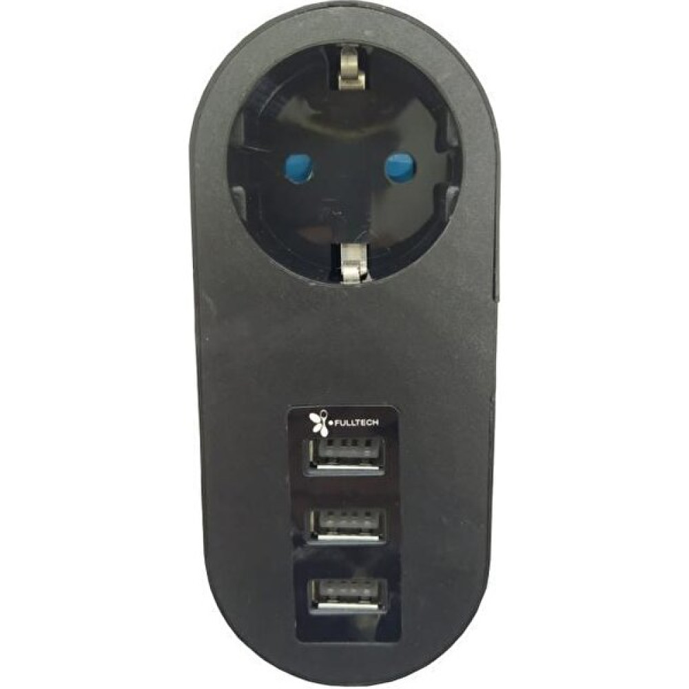 Fulltech Fultech Ftr-07 Akım Korumalı 2,1A 3 USB Li Çocuk Korumalı Fiş Priz Siyah Prizler Fiyatı