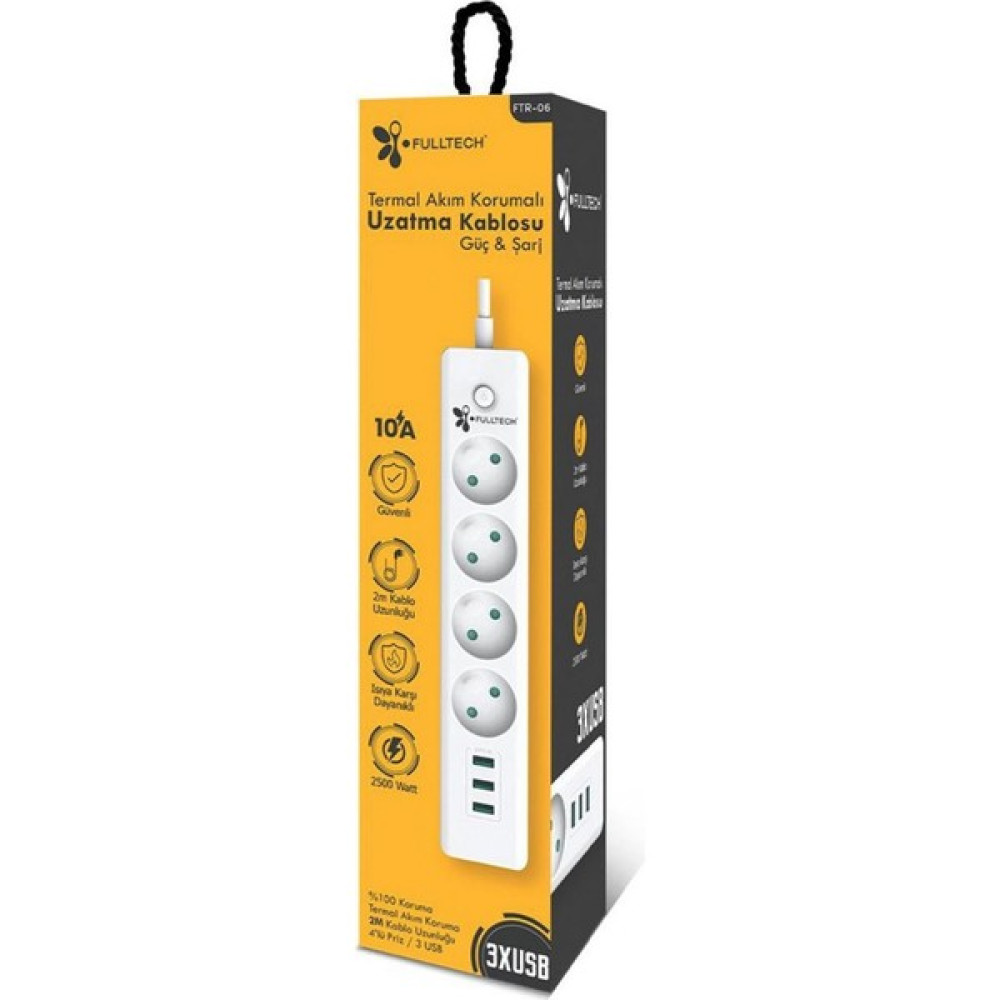 Fulltech Termal Akım Korumalı Isıya Karşı Dayanıklı 4'lü Priz Kablo Uzunluğu 2 mt 3xUSB Ftr-06 323034 Yedek Parça - Elektrikli El Aletleri Fiyatı
