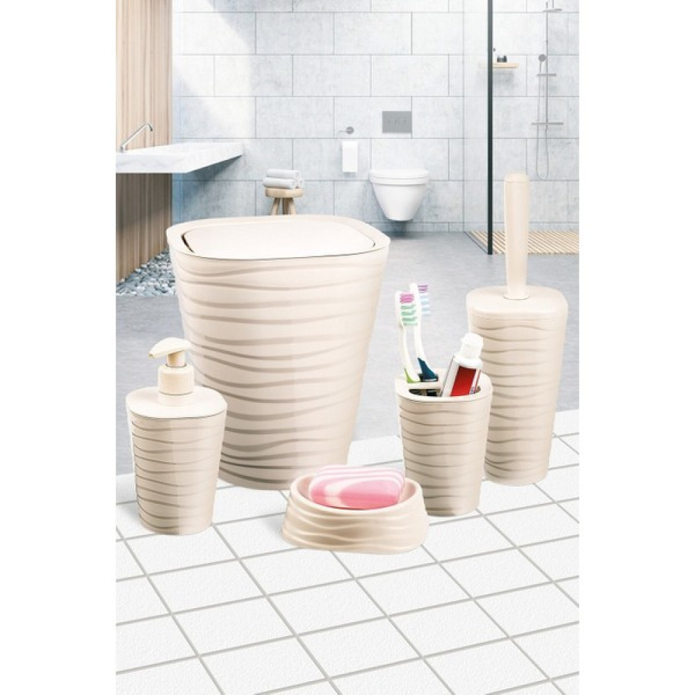 Fulltrend Pandora Banyo Seti 5'li-Bej 5 Parça Çöp Kovası Tuvalet Fırçası 2 Sabunluk Diş Fırçalık Banyo Aksesuarları Fiyatı