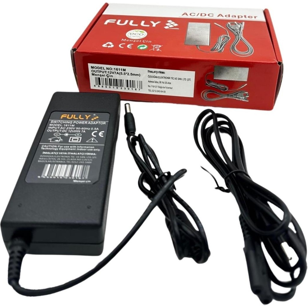 Fully 1611M 12 Volt - 7 Amper 5.5*2.5 Uçlu Plastik Kasa Masaüstü Adaptör - 12 V - Siyah Diğer Fiyatı