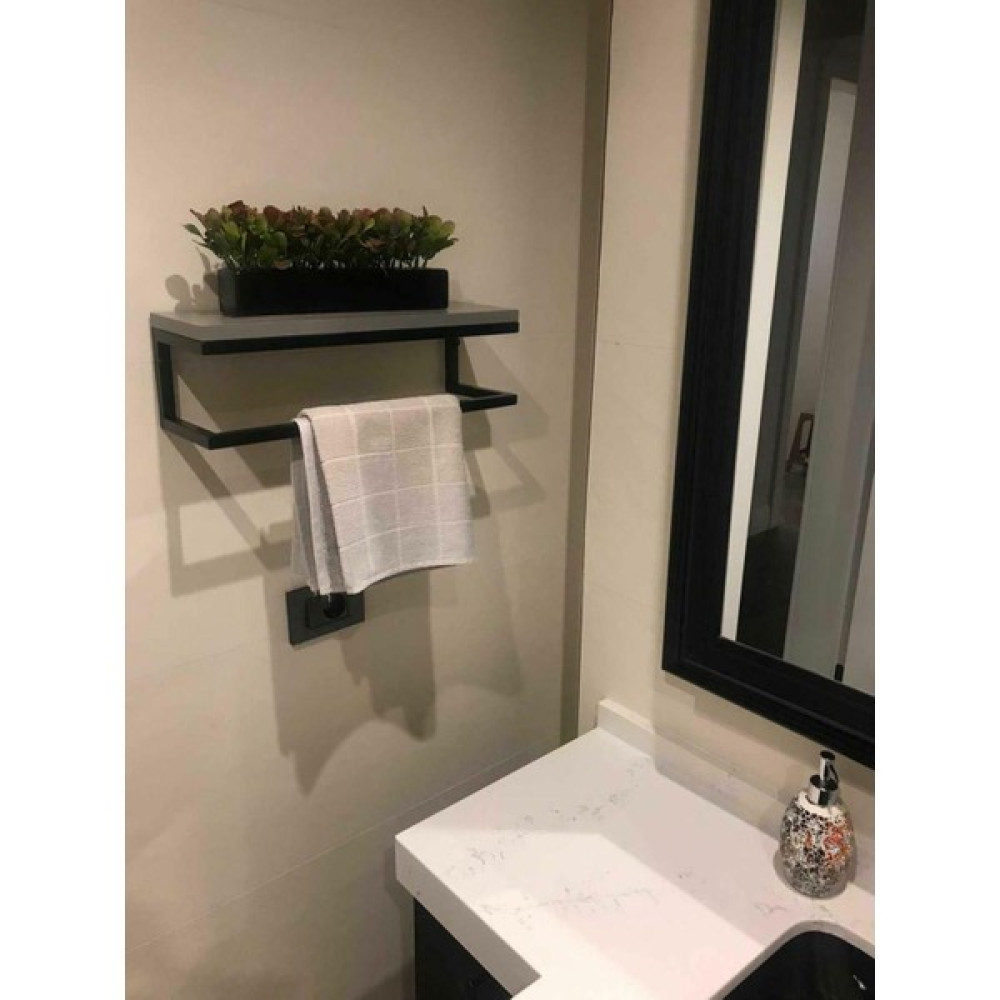 Fulya Banyo Ahşap Raflı Metal Havlu, Şal Askılık - Siyah Banyo Askılık Fiyatı