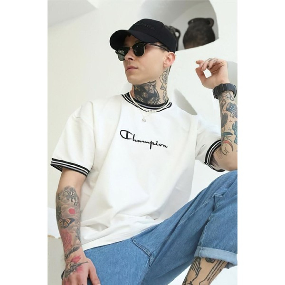 Fumood Erkek Champion Yeni Sezon Oversize Kalıp Yaka Detaylı Yazlık T-Shirt Erkek T-shirt Fiyatı