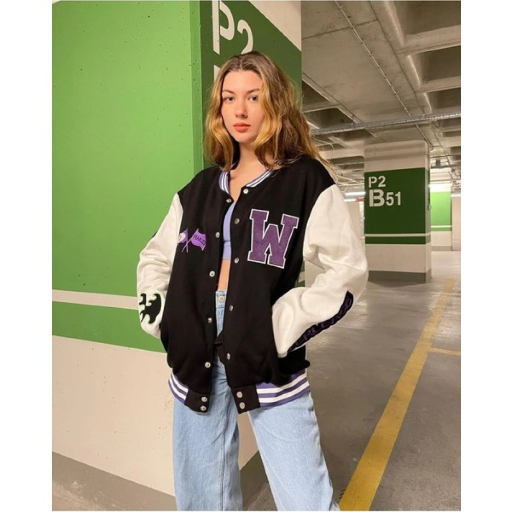 Fumood Siyah Wild One Oversize 3 Iplik Kolej Ceket Bayan Ceket Fiyatı