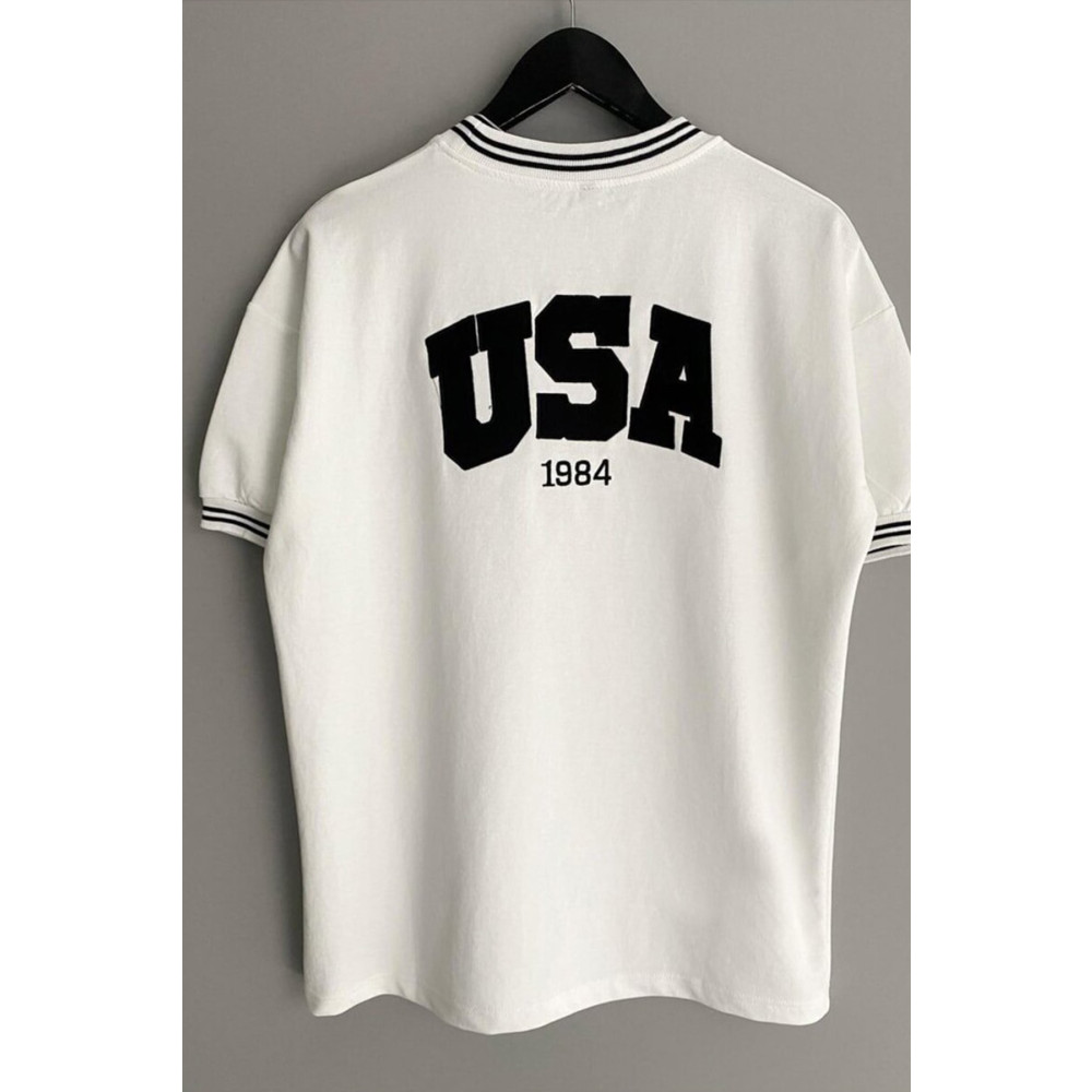 Fumood Unisex Yeni Sezon Oversize Kalıp Usa 1989 Yaka Detaylı Yazlık T-shirt XL Beden Bayan T-shirt Fiyatı