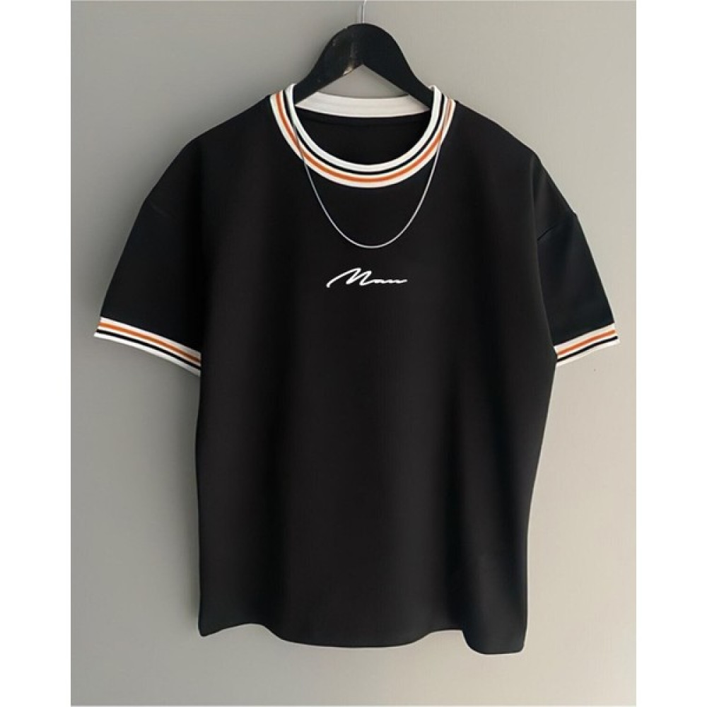 Fumood Yeni Sezon Oversize Kalıp El Yazı Man Yaka Detaylı Yazlık T-Shirt Erkek T-shirt Fiyatı
