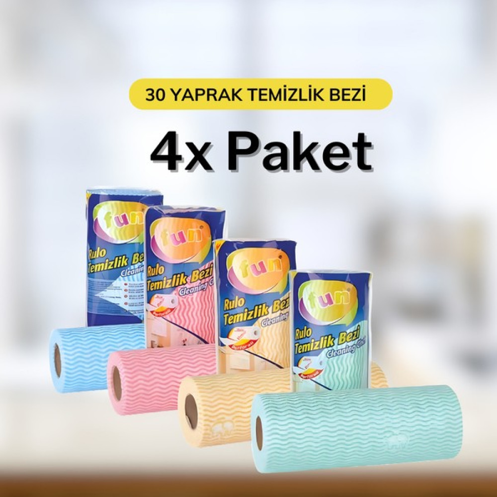 Fun Hassas Temizlik Bezi Mavi Renk 30 Yaprak x 4 Paket Temizlik Malzemeleri Fiyatı